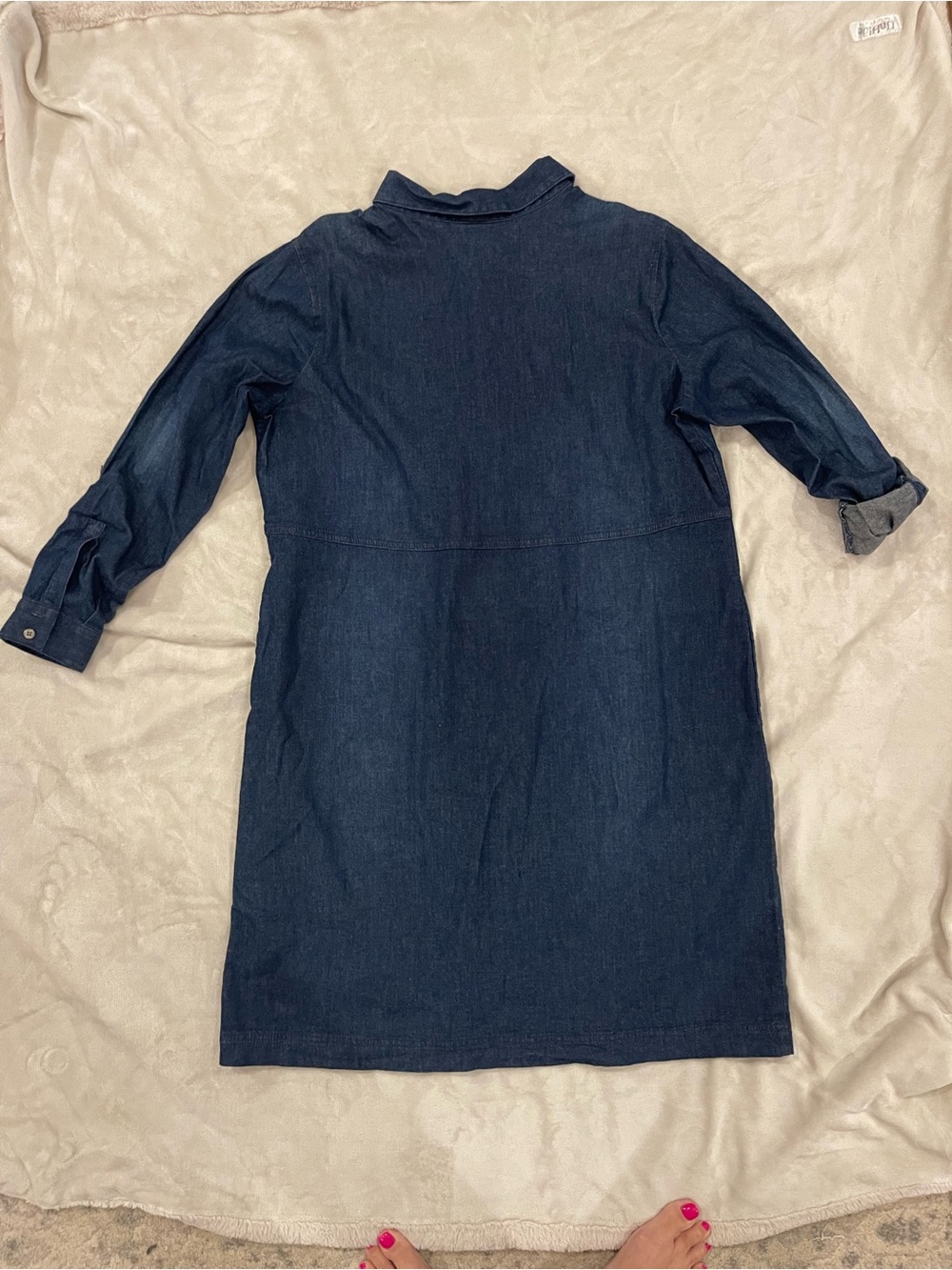 Women's J.Jill Denim Stretch Midi Utility Shirt Dress 1X - Picture 7 of 9